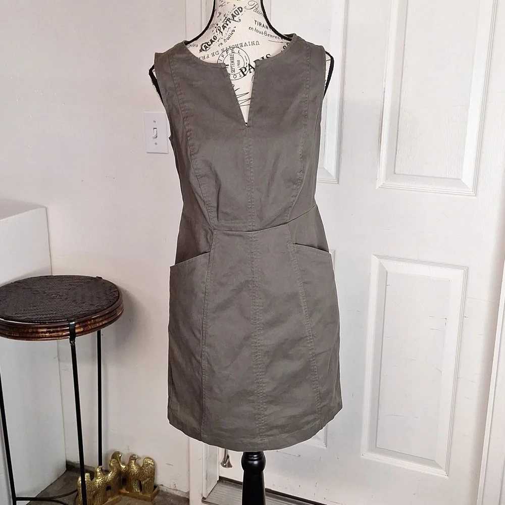 Boden Helena Chino Dress Women 8P olive green